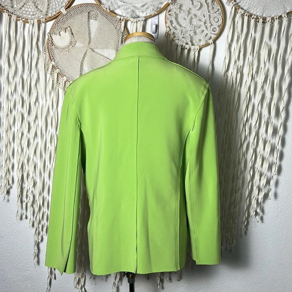 Norma Kamali Peak Lapels Single Breasted Blazer in Neon Green Size M/38 - Picture 4 of 15